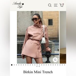 Amelie Teje Birkin Mini Trench Coat. Color pink. Size small/medium